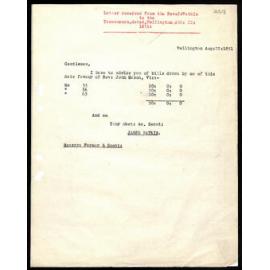 Letter to Treasurers from Rev. J. Watkin