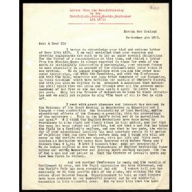 Letter to Rev. E. Hoole from Rev. J. Whiteley