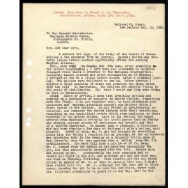 Letter to Missionary Secretaries from Rev. C. Creed