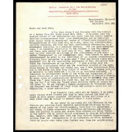 Letter to Secretaries from Rev. J. Buller