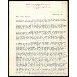 Letter to Secretaries from Rev. John Whiteley