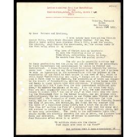 Letter to Secretaries from Rev. W. Woon