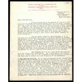 Letter to Rev. G. Osborne from Rev. J. Buller
