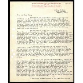 Letter to Secretaries from Rev. G. Smales
