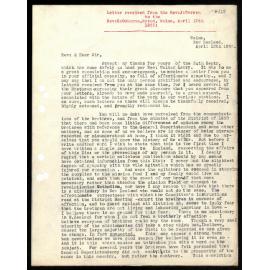 Letter to Rev. G. Osborne from Rev. J. Warren