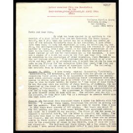 Letter to Secretaries from Rev. W. Woon