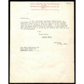 Letter to Treasurers from Rev. W. Lawry