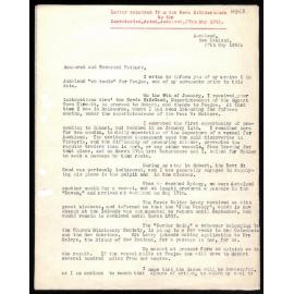 Letter to Secretaries from Rev. S. Waterhouse