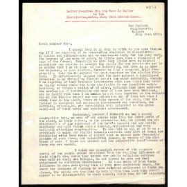 Letter to Secretaries from Rev. J. Buller