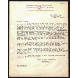 Letter to Rev. E. Hoole from Rev. W. Woon