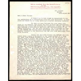 Letter to Secretaries from Rev. J. Whiteley