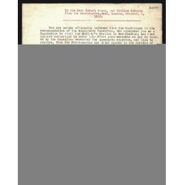Letter to Rev. Robert Young, William B. Boyce from Secretaries