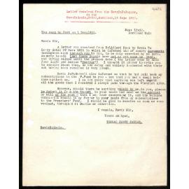 Letter to Secretaries from Rev. W. Lawry