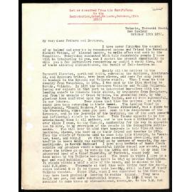 Letter to Secretaries from Rev. W. Woon