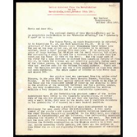 Letter to Rev. E. Hook from Rev. J. Buller