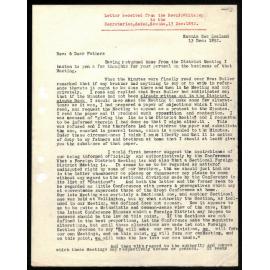 Letter to Secretaries from Rev. J. Whiteley