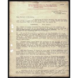Letter to Secretaries from Rev. J. Aldred