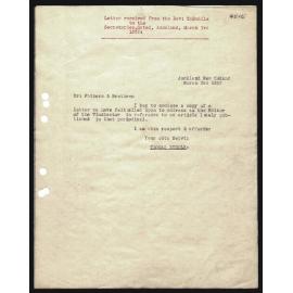 Letter to Secretaries from Rev. T. Buddle