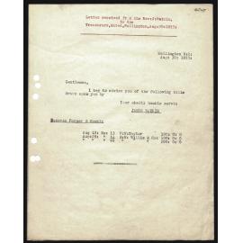 Letter to Treasurers from Rev. J. Watkin