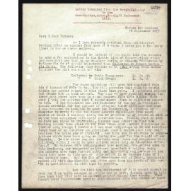 Letter to Secretaries from Rev. J. Whiteley