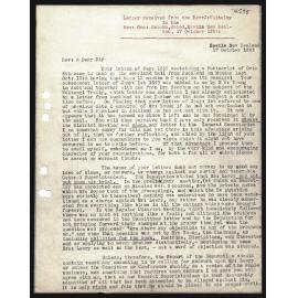 Letter to Rev. Geo Osborne from Rev. J. Whiteley