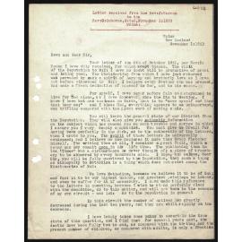 Letter to Rev. G. Osborne from Rev. J. Warren