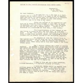 Letter to General Secretaries from Walter Lawry