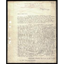 Letter to Secretaries from Rev. C. Creed
