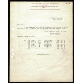Letter to Treasurers from Rev. J. Watkin