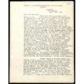 Letter to General Secretaries from John Smith Fordham