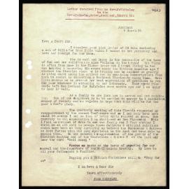 Letter to Rev. E. Hoole from Rev. J. Whiteley