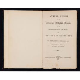 Annual Report of the Wesleyan Methodist Mission in the Northern District of New Zealand with List of Subscriptions for the Year Ending December 31, 1871
