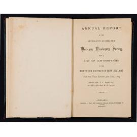 Annual Report of the Auckland Auxiliary Wesleyan Missionary Society with a List of Contributions in the Northern District of New Zealand for the Year Ending December 31, 1873 
