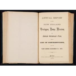 Annual Report of the New Zealand Wesleyan Home Mission and Church Extension Fund with a List of Contributions for the Year Ending December 31, 1881