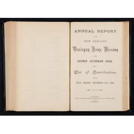 Annual Report of the New Zealand Wesleyan Home Mission and Church Extension Fund with a List of Contributions for the Year Ending December 31, 1886