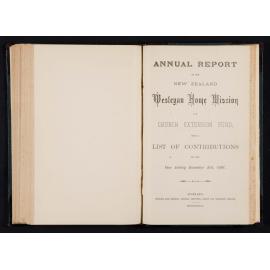 Annual Report of the New Zealand Wesleyan Home Mission and Church Extension Fund with a List of Contributions for the Year Ending December 31, 1887