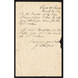 Three Kings Native Institution – Three Kings Letter from J. Whitford to Trustees of Three Kings Estate 
