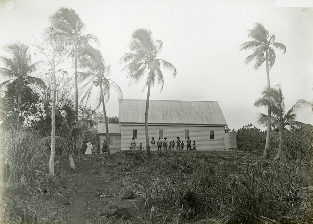 Presbyterian New Hebrides Mission – Nguna: Church, Portraits, and Beach Scene