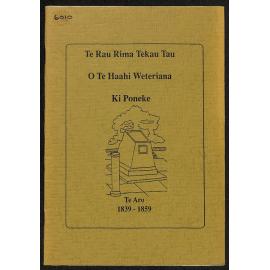 He Whakaritenga Karakia mo Te Rau Rima Tekau Tau o Te Haahi Weteriana ki Poneke - 10 Hune 1989
