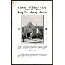 Thorndon Methodist Church - Molesworth Street, Wellington - Seventy-Fifth Anniversary Celebrations - 1872-1947