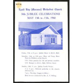 Lyall Bay (Maranui) Methodist Church - 50th Jubilee Celebrations - May 13th to 15th, 1960