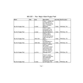 MS-538 – Rev. Major Albert Rugby Pratt