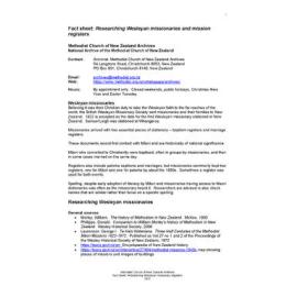 Researching Wesleyan Missionaries and Mission Registers