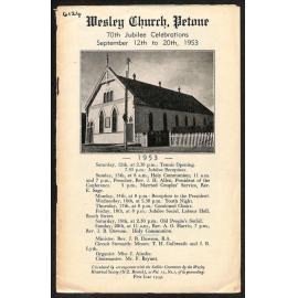 Wesley Church, Petone - 70th Jubilee Celebrations - September 12th to 20th, 1953