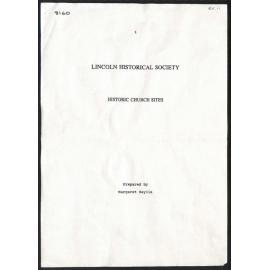 Lincoln Historical Society - Historic Church Sites
