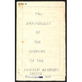 75th Anniversary of the Opening of the Amberley Methodist Church