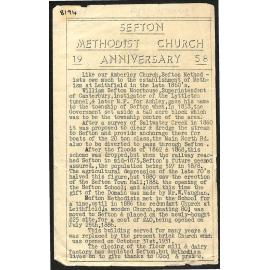 Sefton Methodist Church Anniversary 1958