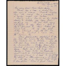 Letter Addressed to Hobby [Sister Hobbs] from Atawhai [Sister Wilcox]