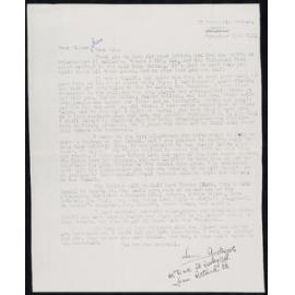 Letter Addressed to Sister Irene from Sam Andrews [Dux at Wesley College and from Rātana Pā]