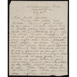 Letter Addressed to Sister Hobbs from M. Hikuroa [Regarding a Visit to Piko]